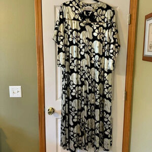 David Brown California Vintage Black/ Gold Maxi House Dress Mumu